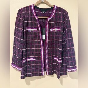 Misook Purple and White Plaid Blazer